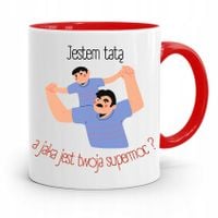 Kubek Czerwony Na Dzień Ojca Dla Taty Jestem Tatą Z Nadrukiem Ze Zdjęciem