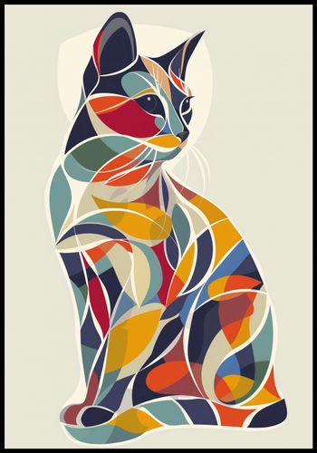 Plakat 68x98cm Kalejdoskopowy Kot na Arena.pl