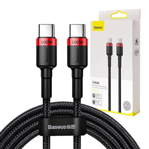 kabel usb-c do usb-c baseus cafule, qc 3.0, pd 2.0, 100w, 5a, 2m (czerwono na Arena.pl