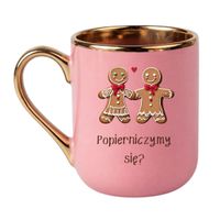 KUBEK "POPIERNICZYMY SIĘ?" Wzór - Elegant Różowo-Złoty 330 ml