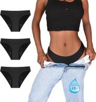 Majtki Menstruacyjne Bezszwowe Chłonne Heavy Flow Zestaw 3 Czarne L