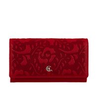 Duży czerwony portfel damski Canaletto ze skóry z tłoczeniem i RFID – styl i bezpieczeństwo PD1602s92t11 RFID