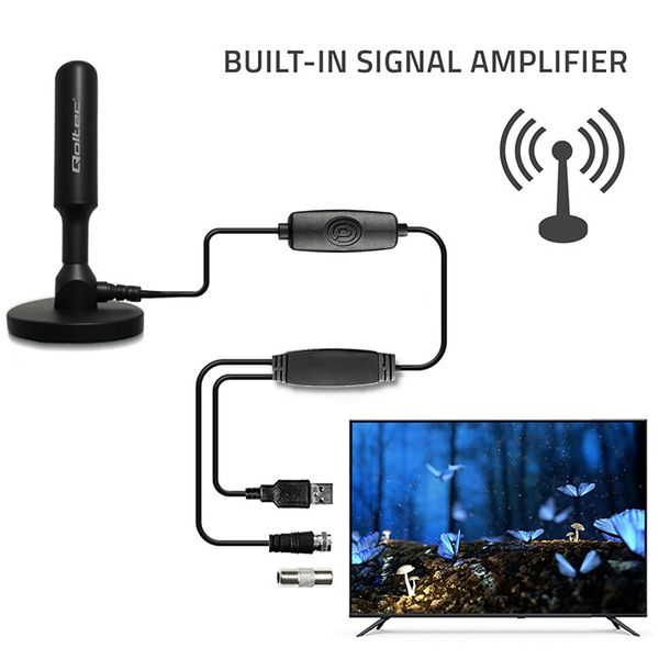 Antena DVB-T2 Qoltec 4K, 28dBi, 5m, Wzmacniacz zdjęcie 10