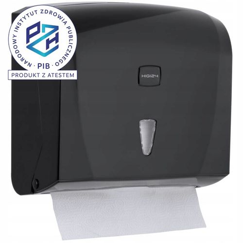 Pojemnik Dozownik Podajnik ręczniki papierowe ZZ czarny naścienny ATEST PZH na Arena.pl