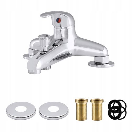 Bateria WANNOWA stojąca łazienkowa SREBRNA 2 otworowa RETRO klasyczna na Arena.pl