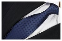 ŻAKARDOWY Gładki Krawat w Groszki GRANATOWY rc234