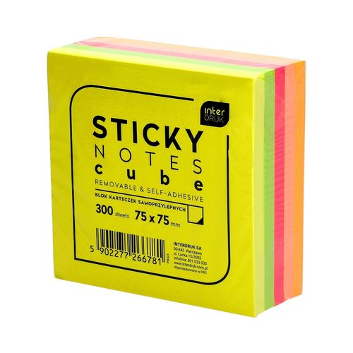 KARTECZKI SAMOPRZYLEPNE NEON 75X75 MM 300SZT INTERDRUK na Arena.pl