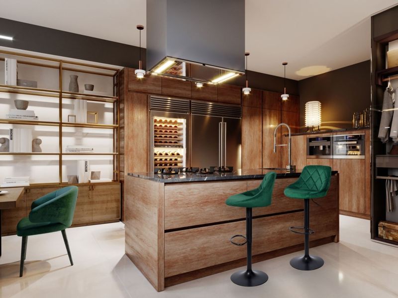 Hoker krzesło barowe CYDRO BLACK ciemnozielone Velvet zdjęcie 2