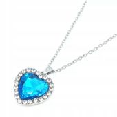 TITANIC Kryształ Svarovki Błękitny Serce Oceanu Naszyjnik z Sercem Cekiny