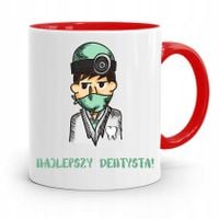 Kubek Czerwony Prezent Dentysty Najlepszy Dentysta Z Nadrukiem Ze Zdjęciem