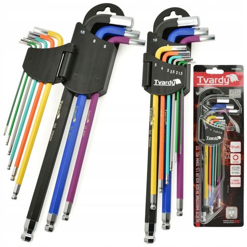 TVARDY ZESTAW KLUCZE IMBUSOWE IMBUSY DŁUGIE HEX 1.5-10mm 9sztuk KOLOR na Arena.pl