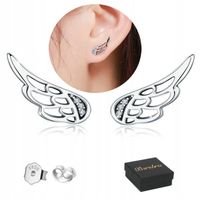 KOLCZYKI Srebrne PRÓBA 925 Sztyfty WKRĘTKI Skrzydła SREBRO z Cyrkoniami