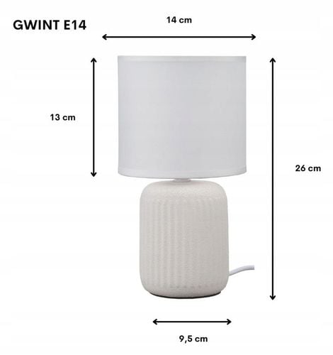 Lampka nocna z abażurem biała ceramiczna ryflowana DION D1 na Arena.pl