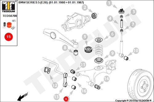 BMW 1 E20 PU TULEJA ŁĄCZNIKA STABILIZATORA TYL E28 na Arena.pl