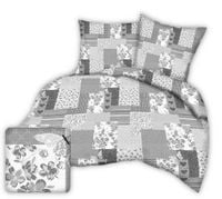 Pościel z kory 200x220 szara patchwork serca motyle kwiaty