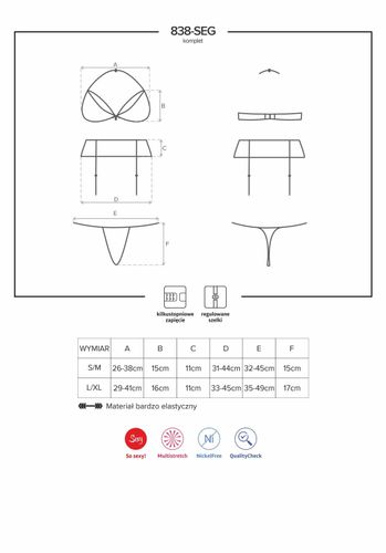 838-seg-3 komplet 3-częściowy czerwony l/xl obsessive na Arena.pl