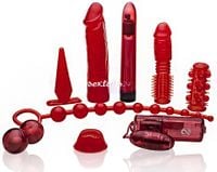 Czerwony Żelowy Zestaw Erotyczny Wibrator Nakładki