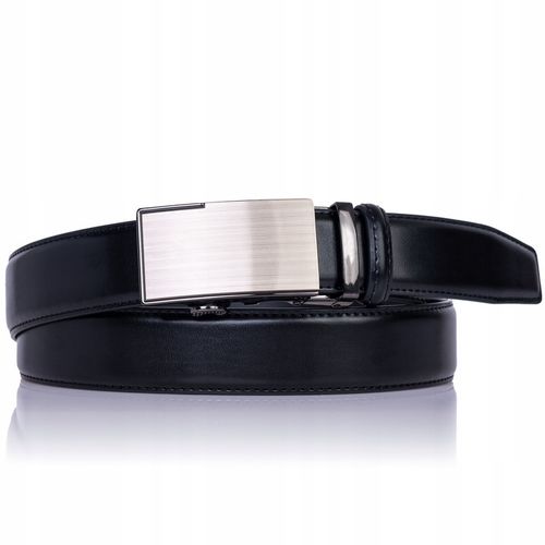 Pasek Skórzany Męski CZARNY klamra automat spodni na Arena.pl