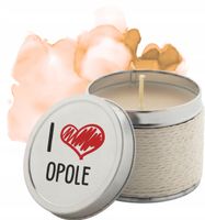Pamiątkowe świeczki zapachowe NADRUK z nazwą miasta I LOVE OPOLE