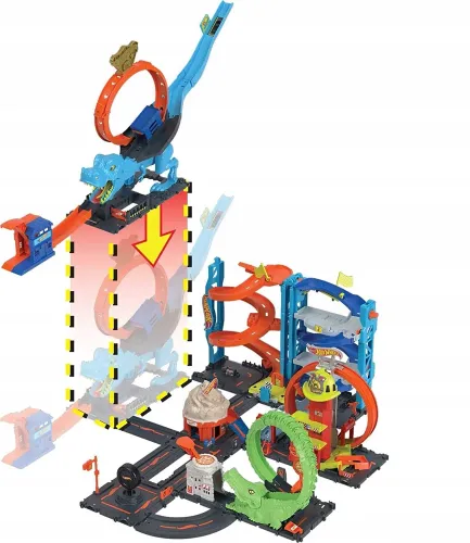 Zabawka dla dziecka - zestaw Hot Wheels City Samochód i tor z pętlą T-rexa na Arena.pl