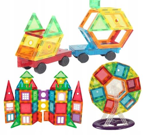 DUŻE KLOCKI MAGNETYCZNE KONSTRUKCYJNE 3D PANELE MAGNETIC TILES 106 elem. A na Arena.pl