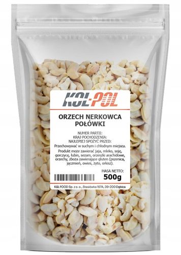 ORZECHY NERKOWCA 500g Połówki nerkowce naturalne wysoka jakość Kol-Pol na Arena.pl