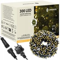 LAMPKI CHOINKOWE 300LED 25,5m zewnętrzne GRUBE BIAŁE CIEPŁE + ZIMNY FLASH