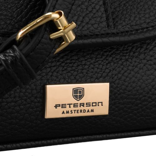 mała, czarna torebka damska na ramię ze skóry ekologicznej - peterson na Arena.pl