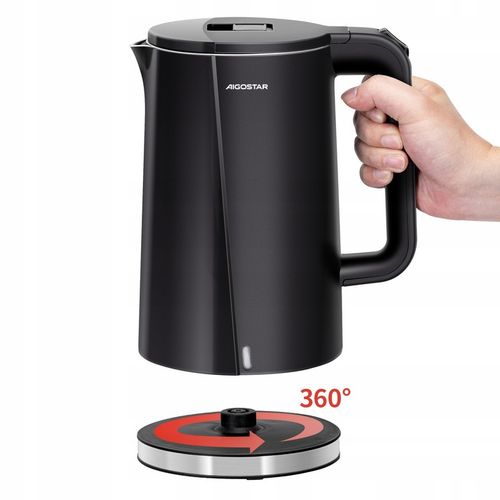Czajnik Elektryczny Aigostar 1.7L 2200W Podwójne ścianki Czarny na Arena.pl