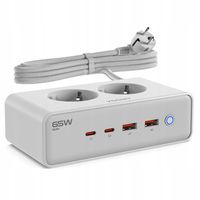 VOOMY Power S20-65W – Listwa zasilająca (2x EU, USB-C, USB-A) 2m, Biały