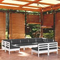 9-cz. zestaw wypoczynkowy do ogrodu, z poduszkami, biały