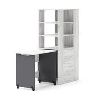 Regał z biurkiem Samoa-Fuji 165cm craft biały / grafit