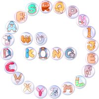 Magnesy na Lodówkę Litery Alfabet Zwierzęta Zestaw 26 Sztuk Szkło 30mm