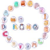 Magnesy na Lodówkę Litery Alfabet Zwierzęta Zestaw 26 Sztuk Szkło 30mm