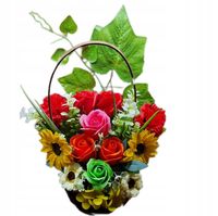 Bukiet kosz upominkowy kwiaty mydlane PACHNĄCE