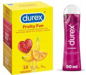 Durex Owocowy Zestaw Fruity Fun 18szt Smakowe + Żel Intymny Wiśniowy 50ml