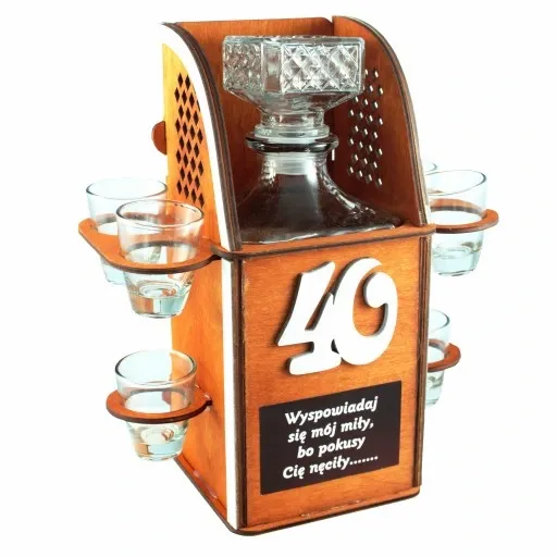 Karafka na alkohol 6 kieliszków kieliszki prezent URODZINY 18-99 WZORY zdjęcie 1