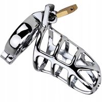 MĘSKI PAS CNOTY KLATKA ZAKŁADANA NA PENISA I JĄDRA STAL ZAMYKANY NA KŁÓDKĘ