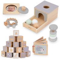 Pudełko edukacyjne Montessori Mamabrum, 6 zabawek drewnianych od 6 m.