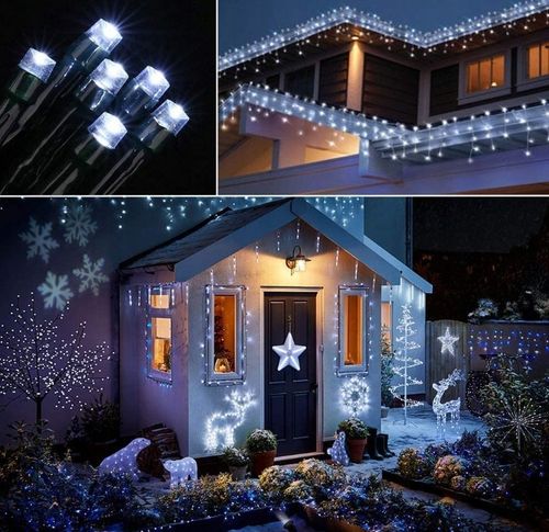 LAMPKI CHOINKOWE 500 LED STAŁE + FLASH ZEWNĘTRZNE BŁYSK IP44 BIAŁE ZIMNE na Arena.pl