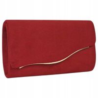 Torebka kopertówka wizytowa wieczorowa elegancka czerwona welur wesele