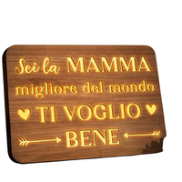 Drewniana Tabliczna z Podświetleniem Prezent dla Mamy 22 x 16 cm