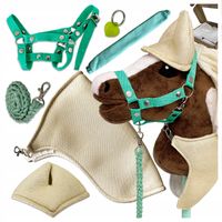 ZESTAW DO HOBBY HORSE DERKA NAUSZNIKI KANTAR UWIĄZ OCHRANIACZ CHARMS 6w1