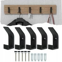 Wieszak ścienny haczyk na ubrania metalowy podwójny CZARNY loft 5 szt.