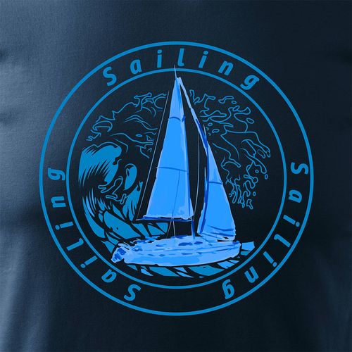 Koszulka żeglarska dla żeglarza z jachtem żaglówką męska granatowa REGULAR XXL na Arena.pl