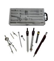 ZESTAW SZKOLNY KREŚLARSKI GEOMETRYCZNY 10 ELEMENTÓW CYRKLE OŁÓWEK AUTOMAT