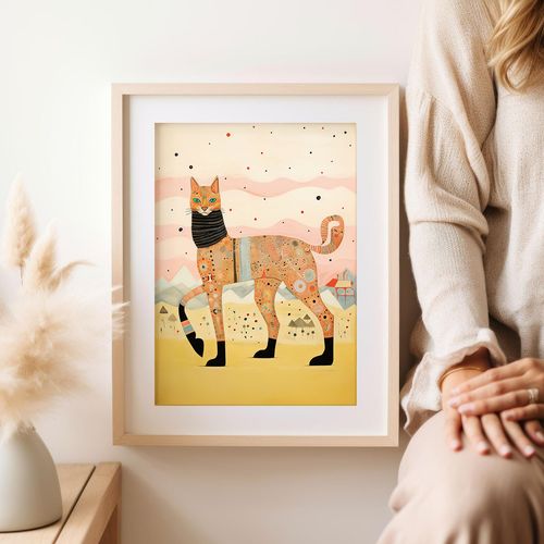 Plakat ilustracja wysoki kot 30x40 cm na Arena.pl