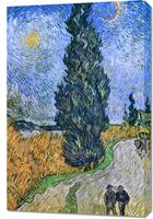 Obraz 60x90cm  Droga z Cyprysem i Gwiazdą, Van Gogh Vintage