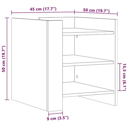 Szafka nocna, opalany dąb, 45x50x50 cm, materiał drewnopochodny na Arena.pl