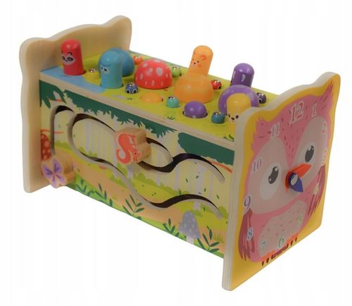 SORTER DREWNIANY WBIJAK KOSTKA CYMBAŁKI GRA UKŁADANKA KLOCKI MONTESSORI SOW na Arena.pl